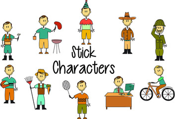Set of Man Stick Character