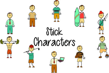 Naklejka premium Set of Man Stick Characters