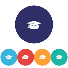 Graduation cap vector icon , lorem ipsum Flat design