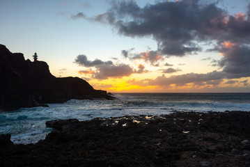 Punta de Teno cape at sunset in Tenerife island, Spain
