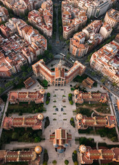 Obraz premium Barcelona street aerial view with beautiful patterns 