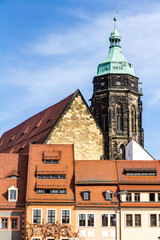 Fototapeta premium Die Altstadt von Pirna mit der Stadtkirche St. Marien in Sachsen