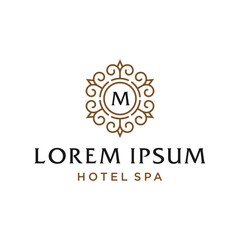 Initial Letter Vector Logo design with Abstract mandala flower swirl icon vector design. Elegant premium ornament logotype symbol border frame