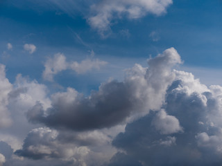 Beautiful various forms clouds in the high sky