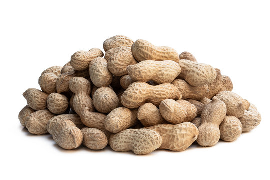 Heap of fresh monkeynut isolated on white