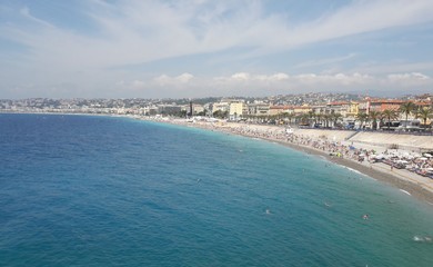 Fototapeta na wymiar Nice France beach and coastline views 2017