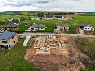 Brickwork in progress at the construction site