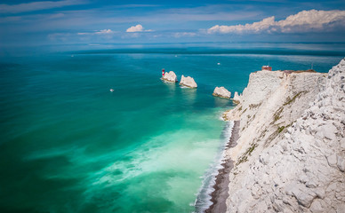 The Needles, sea stacks at the Isle of Wight, UK