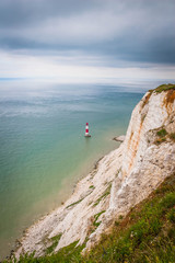 Beachy Head lighthouse and Seven Sisters at the coast of Surrey, UK