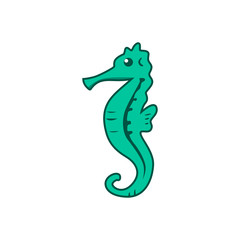 Cute cartoon seahorse. Isolated vector illustration.  Cute cartoon Sea horse isolated.