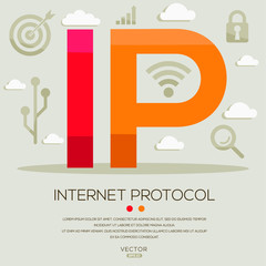 IP (internet protocol), letters and icons. Vector illustration.