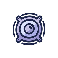 Musical column. Vector illustration musical speaker isolated on white background. Hand drawn doodle music column.