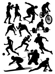 set of silhouettes of athletes of various sports vector