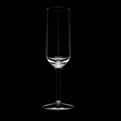 Champange glass on black background. Low key light