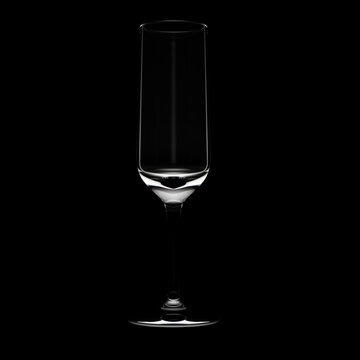 Champange glass on black background. Silhouette on low key light