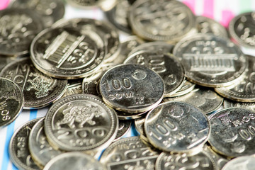 Uzbekistan coins soums
A stack of Uzbek coins, sums.
500, 200, 100 and 50 soums