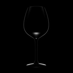 White wine glass on black background. Silhouette on low key light