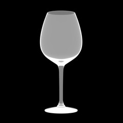 White wine glass on black background. Illustration on gray tones