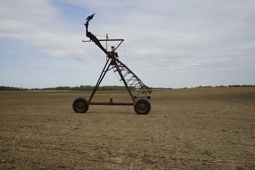 Center-pivot irrigation in a rural Indiana field