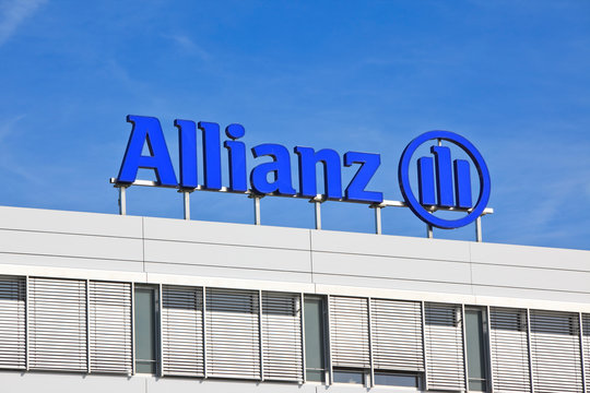 Munich, Germany - May 29, 2011: Logo of Allianz Insurance Company on their office building in Unterfoehring near Munich. 
