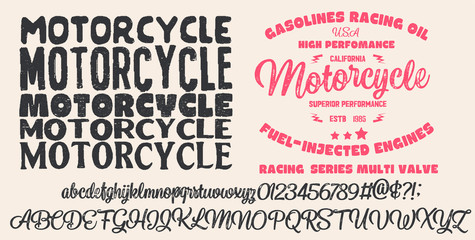 Vintage brush script lettering font, handwritten calligraphic alphabet. Textured unique brush in alphabet style. Vector Illustration.