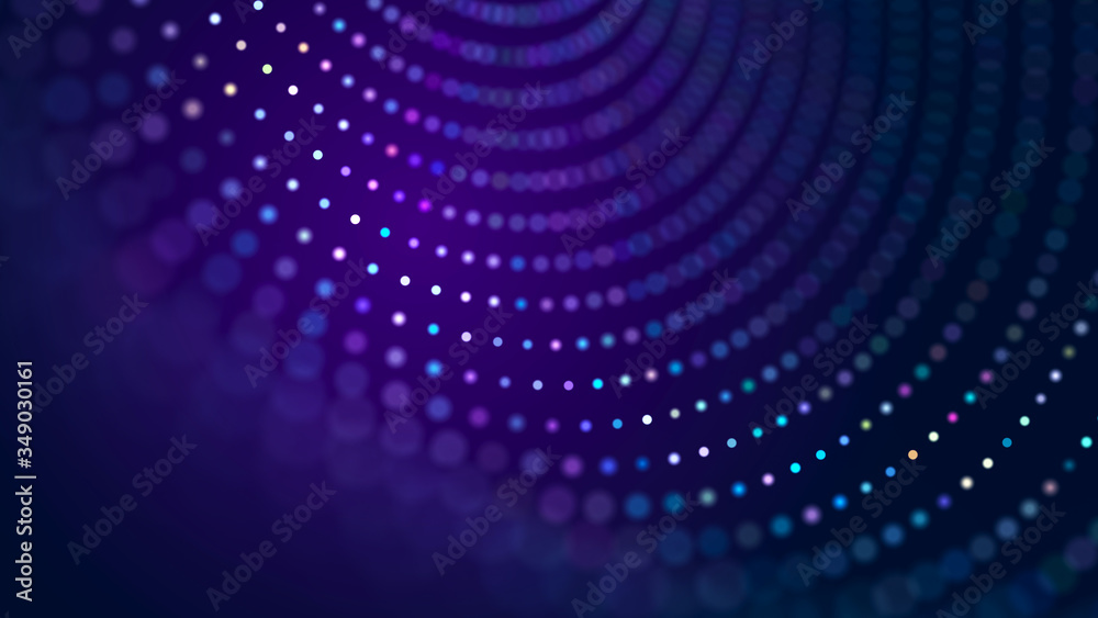 Aufkleber The structure of the transmission of musical sounds. Abstract background of running luminous particles. 3D rendering.