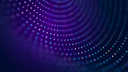 Obraz premium The structure of the transmission of musical sounds. Abstract background of running luminous particles. 3D rendering.