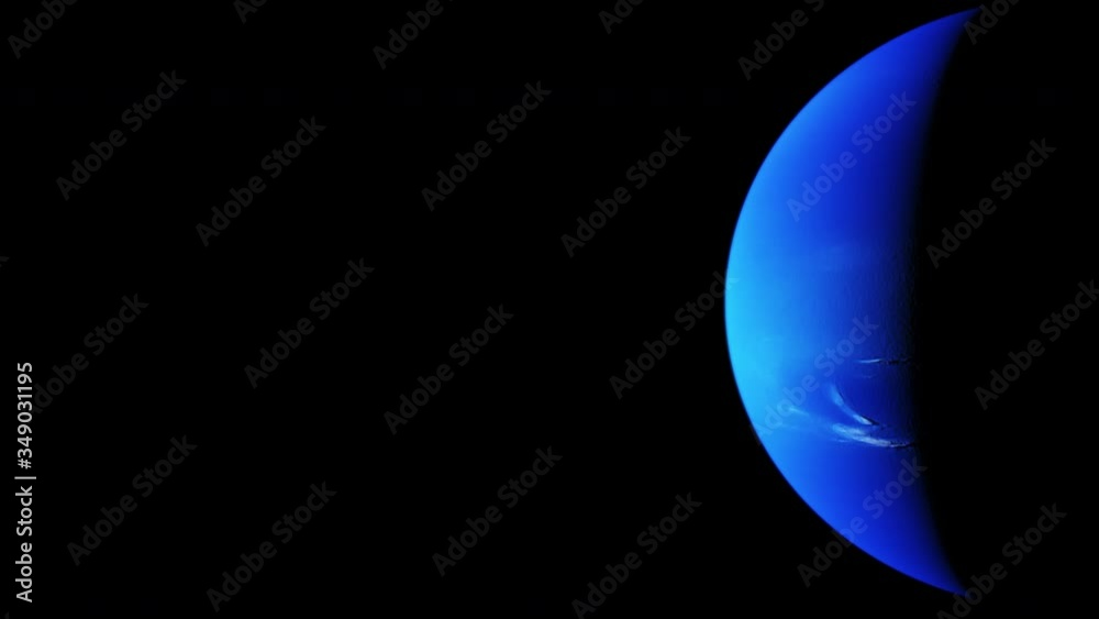 Wall mural gas giant neptune rotating in space half in shadow showing the gas cloud detail