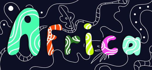 Africa Welcome To Word Text with  Creative Handwritten Font Design Vector Illustration.