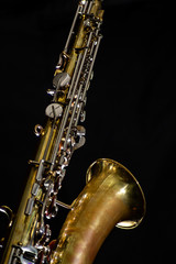 Vintage alto saxophone, keys detail