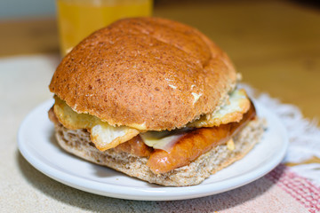 Sausage and Egg in Brown Teacake