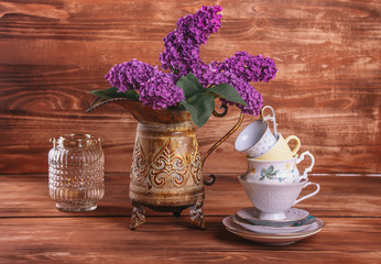 lilac in vintage vase