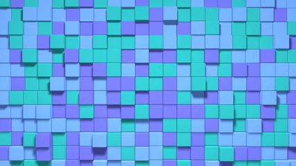 Fotobehang Cubic noise Green, blue, vivid, purple. Background. Unique box. Abstract colorful cubes. © MIKHAIL