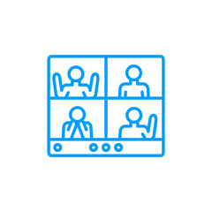 group video calling line icon, vector illustration