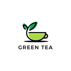 Green tea logo. Icon vector.