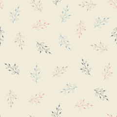 Seamless pattern with hand drawn flowers, vector illustration