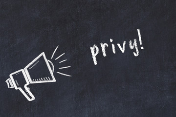 Chalk scetch of loudspeaker and inscription privy © iushakovsky