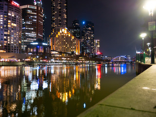 night view of the city melbourne yarra river