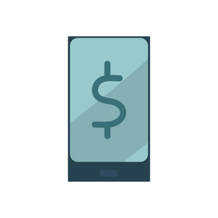 dollar symbol inside smartphone flat style icon vector design