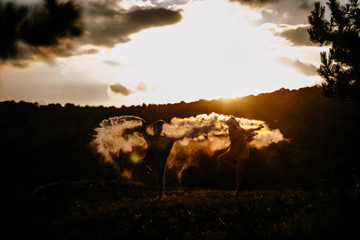 Young talented dancers practicing to the contest