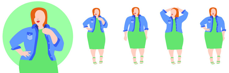 Woman in Dress with Denim Jean Jacket Redhead