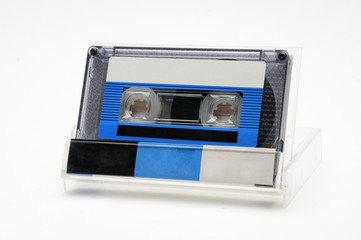 Obraz premium Compact audio tapes for magnetic recording on a white background.Compact cassettte