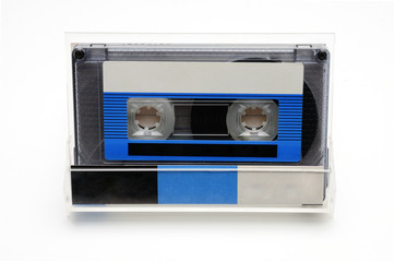 Compact audio tapes for magnetic recording on a white background.Compact cassettte