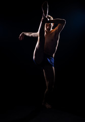 Modern style dancer in blue underwear