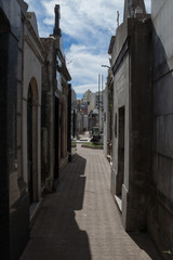 Internal streets, tombs and mausoleums of the famous Recoleta Cemetery.