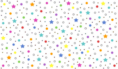 sweet background, abstract colorful pattern  textile fabric poster wallpaper decoration, stars and dots on white background