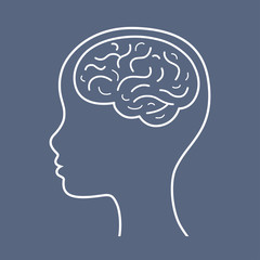 Woman head with brain