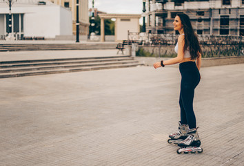 Urban girl roller skating