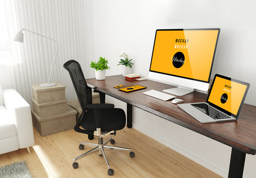 Home Office Desktop Mockup