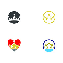 Set Crown Logo Template vector